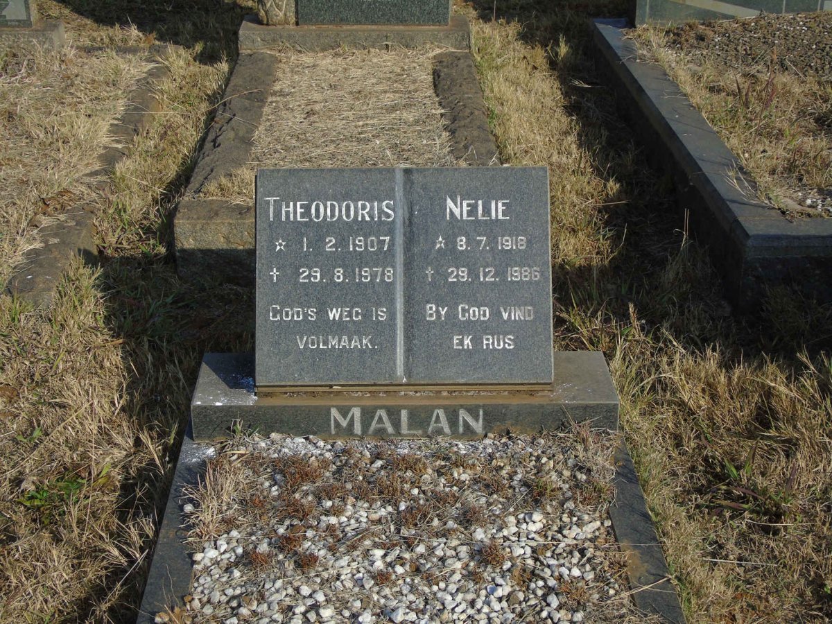 MALAN Theodoris 1907-1972 &amp; Nelie 1918-1986