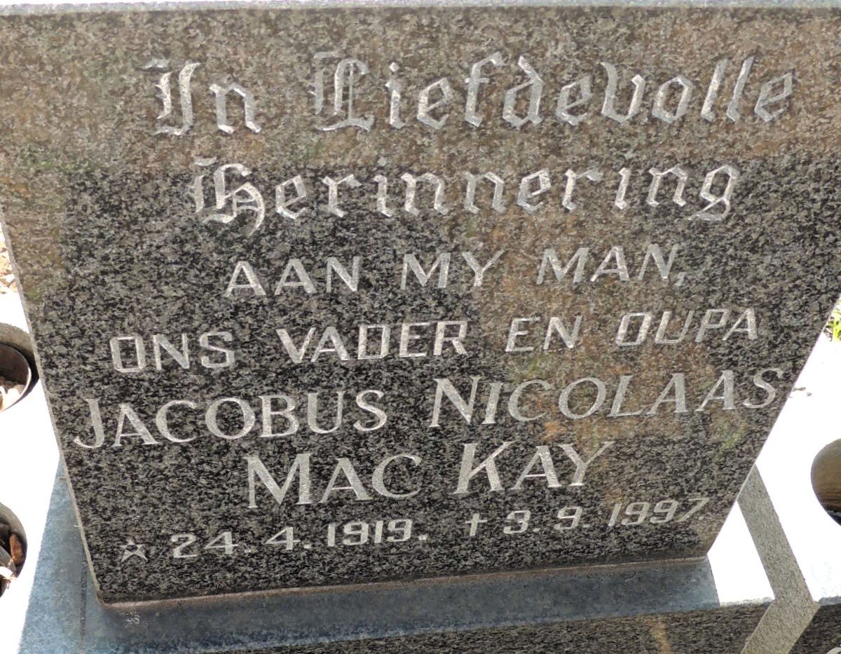 MACKAY Jacobus Nicolaas 1919-1997