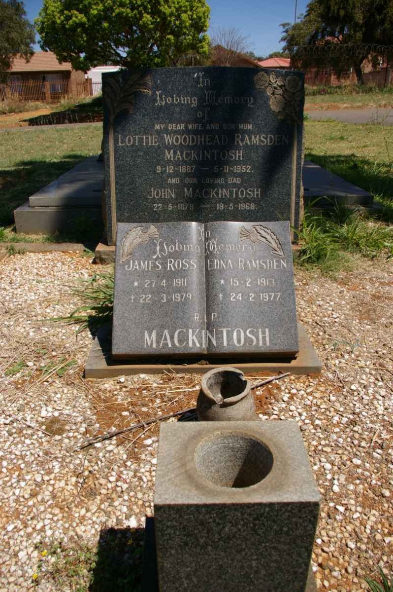 MACKINTOSH John 1878-1969 & Lottie Woodhead Ramsden 1887-1952 :: MACKINTOSH James Ross 1911-1979 & Edna RAMSDEN 1913-1977