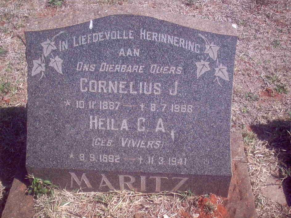 MARITZ Cornelius J. 1887-1968 &amp; Heila C.A. VIVIERS 1892-1941