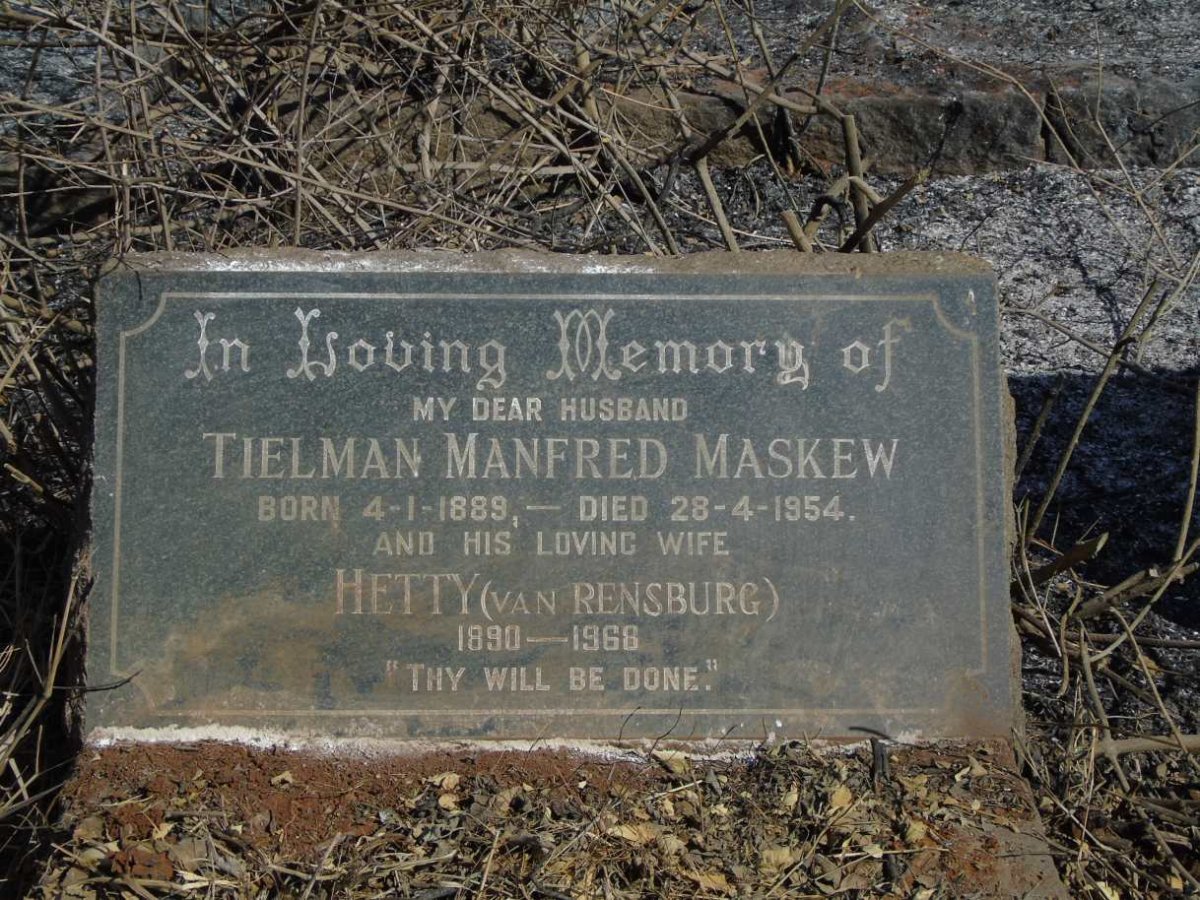 MASKEW Tielman Manfred 1889-1954 & Hetty VAN RENSBURG 1890-1968