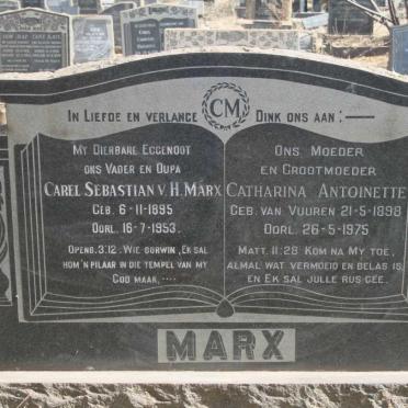 MARX Carel Sebastian v. H.1895-1953 & Catharina Antoinette VAN VUUREN 1898-1975