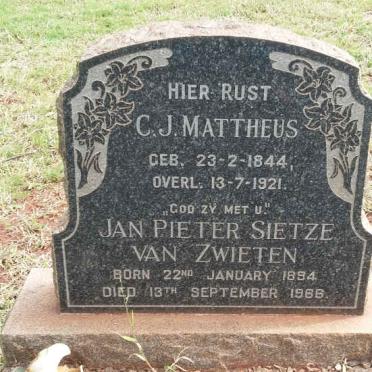MATTHEUS C.J. 1844-1921 :: VAN ZWIETEN Jan Pieter Sietze 1894-1966