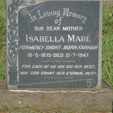MARE Isabella formerly SHORT nee FARHAM 1875-1947