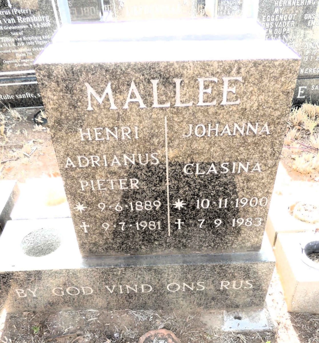 MALLEE Henri Adrianus Pieter 1889-1981 & Johanna Clasina 1900-1983
