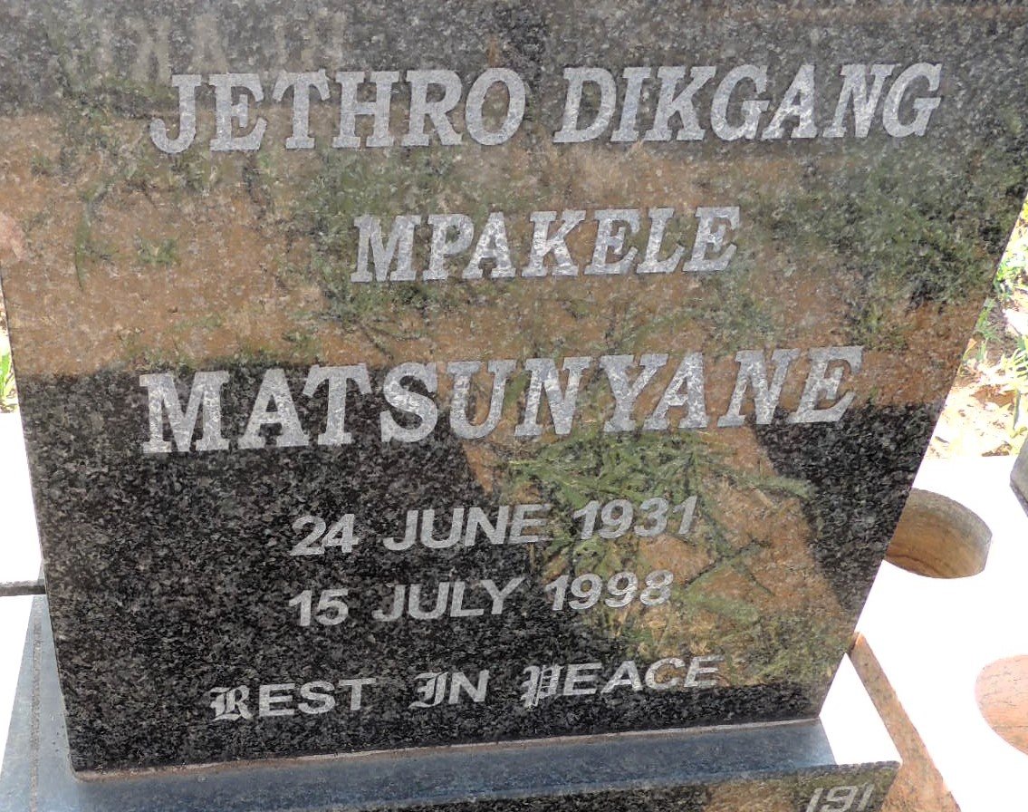 MATSUNYANE Jethro Dikgang Mpakele 1931-1998