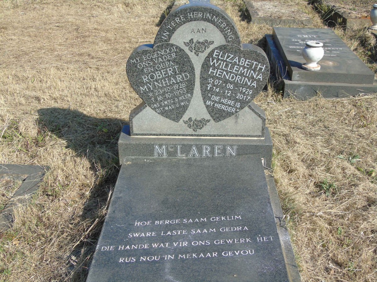 McLAREN Robert Mynhard 1928-1993 &amp; Elizabeth Willemina Hendrina 1929-2017