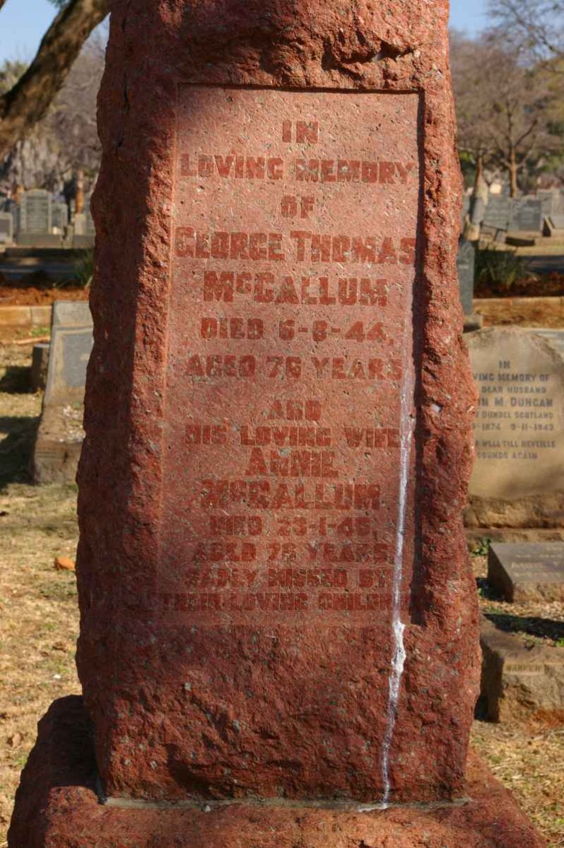 McCALLUM George Thomas -1944 &amp; Annie -1946