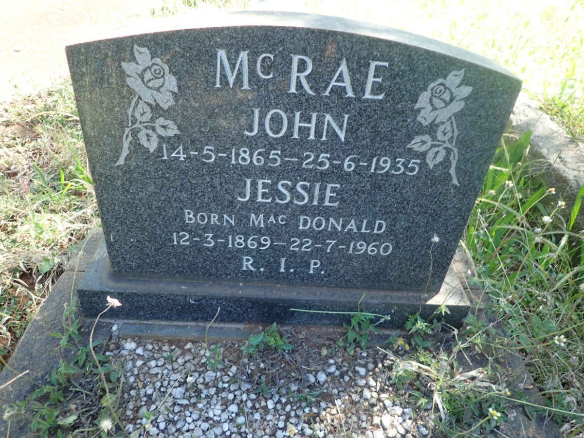 McRAE John 1865-1935 &amp; Jessie Mac DONALD 1869-1960