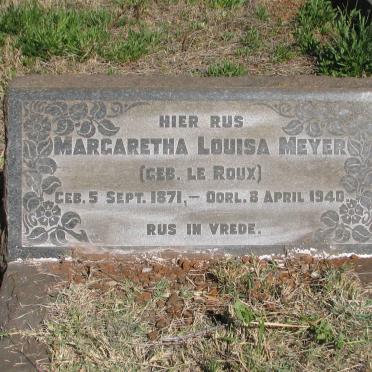 MEYER Margaretha Louisa nee LE ROUX 1871-1940