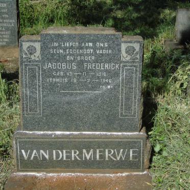 MERWE Jacobus Frederick, van der 1916-1946
