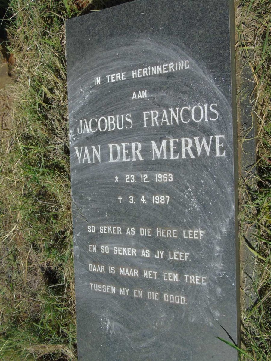 MERWE Jacobus Francois, van der 1963-1987