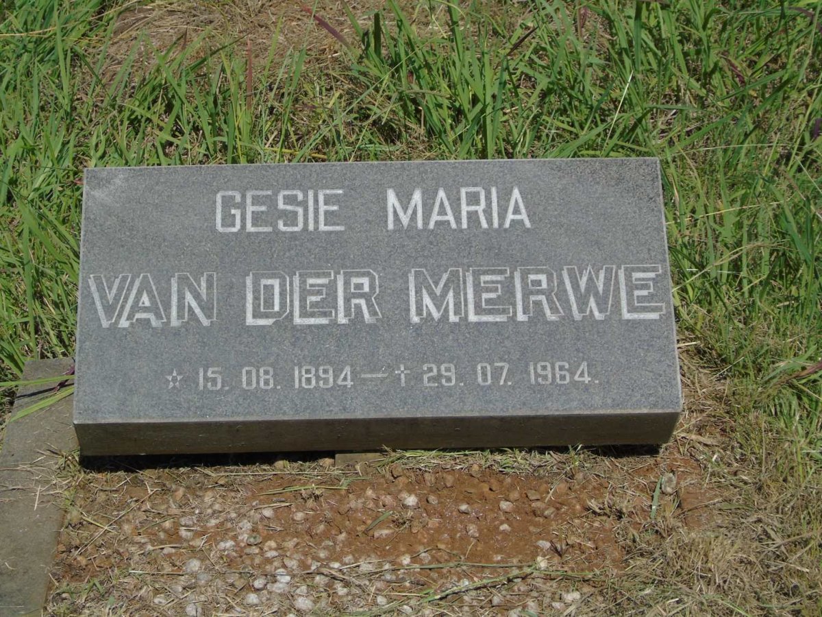 MERWE Gesie Maria, van der 1894-1964