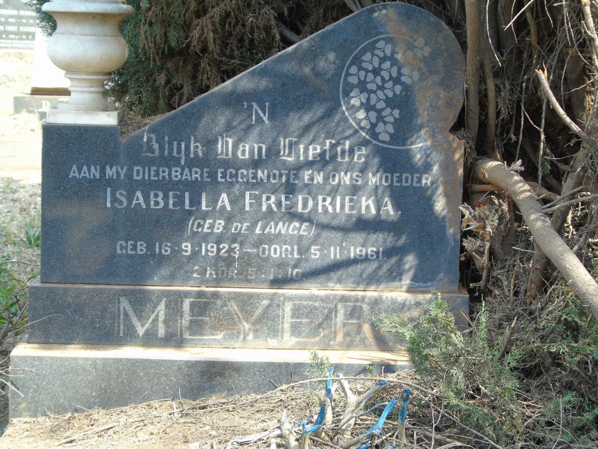 MEYER Isabella Fredrieka nee DE LANGE 1923-1961