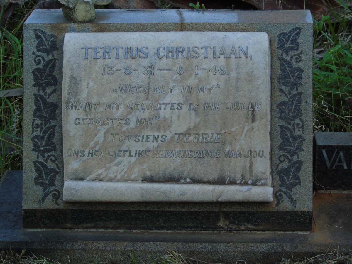 MERWE Christiaan Rudolph, van der 1891-1980 & Sarah Susanna PRETORIUS 1892-1981 :: VAN DER MERWE Tertius Christiaan 1931-1946 _3