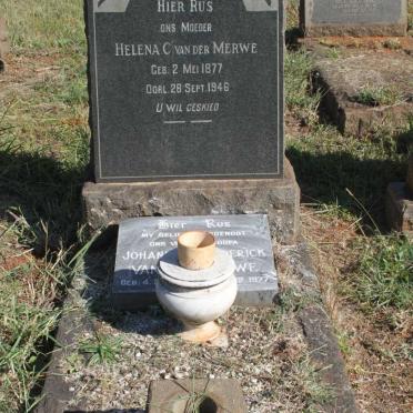 MERWE Helena C., van der 1877-1946 :: VAN DER MERWE Johannes Diederick 1905-1977_1