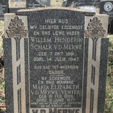 MERWE Willem Henderik Schalk, v.d. 1881-1947 & Maria Elizabeth VENTER 1888-1977
