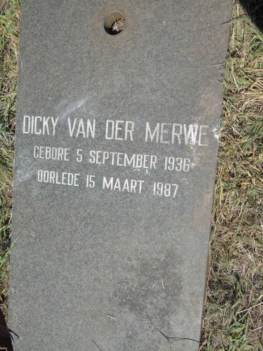 MERWE Dicky, van der 1936-1987