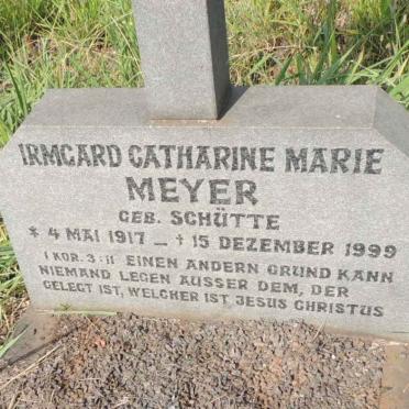 MEYER Irmgard Catharine Marie nee SCHUTTE 1917-1999