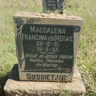 MERWE Magdalena Francina, v.d. 1951-1952