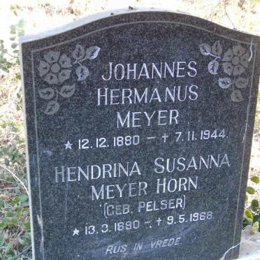 MEYER Johannes Hermanus 1880-1944 & Hendrina Susanna voorheen HORN nee PELSER1890-1968