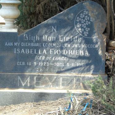 MEYER Isabella Fredrieka nee DE LANGE 1923-1961