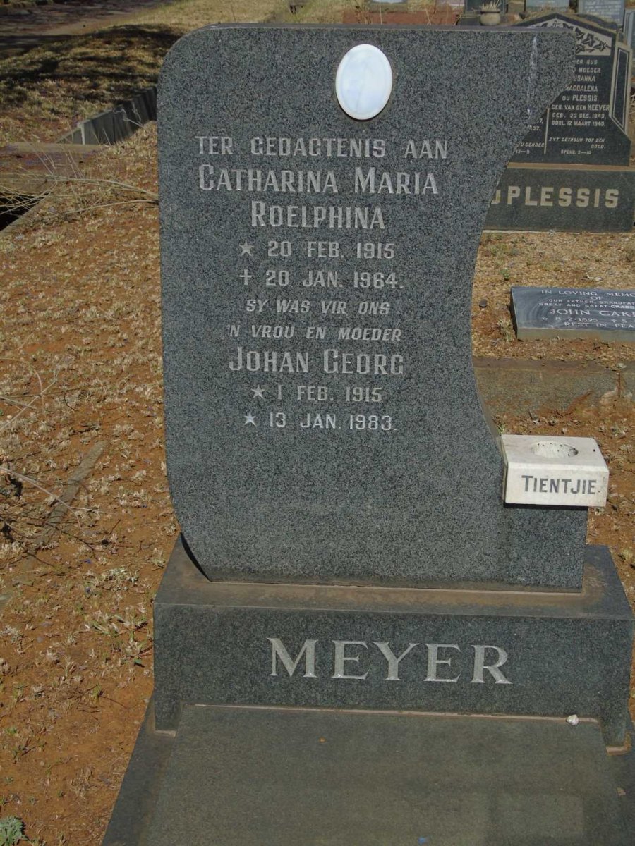 MEYER Johan Georg 1915-1983 & Catharina Maria Roelphina 1915-1964