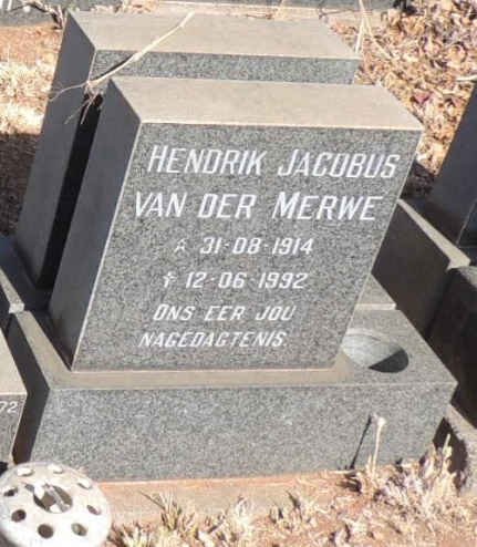 MERWE Hendrik Jacobus, van der 1914-1992