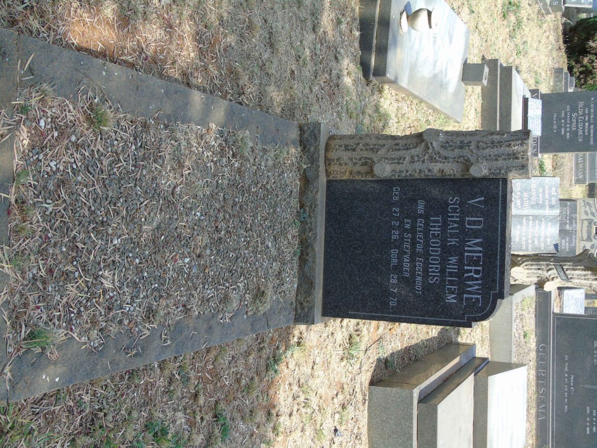 MERWE Schalk Willem Theodoris, v.d. 1926-1970
