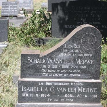 MERWE Schalk W., van der 1881-1958 &amp; Isabella C. 1884-1961