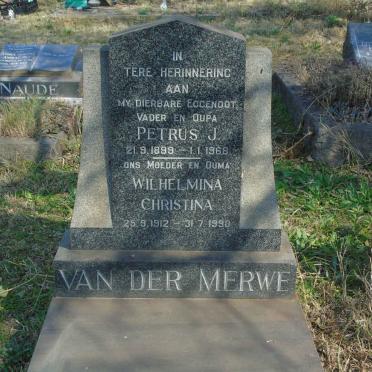 MERWE Petrus J., van der 1899-1968 &amp; Wilhelmina Christina 1912-1990