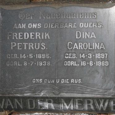 MERWE Frederik Petrus, van der 1895-1938 & Dina Carolina 1897-1969