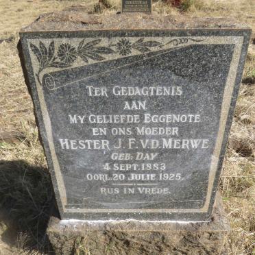 MERWE Hester J.F., v.d. nee DAY 1883-1925