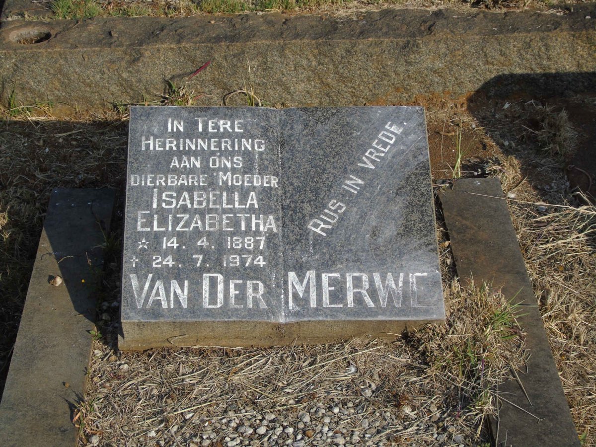 MERWE Isabella Elizabetha, van der 1887-1974