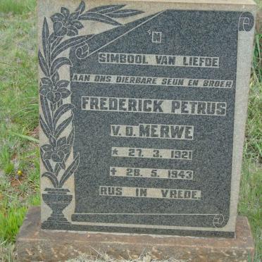 MERWE Frederick Petrus, v.d. 1921-1943