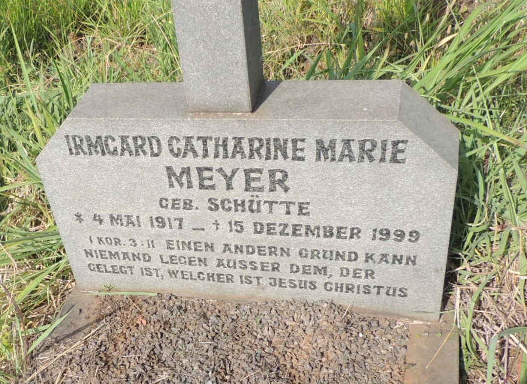 MEYER Irmgard Catharine Marie nee SCHUTTE 1917-1999