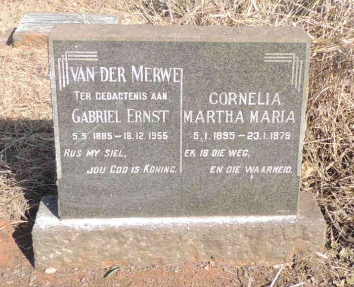 MERWE Gabriel Ernst, van der 1885-1955 & Cornelia Martha Maria 1895-1979