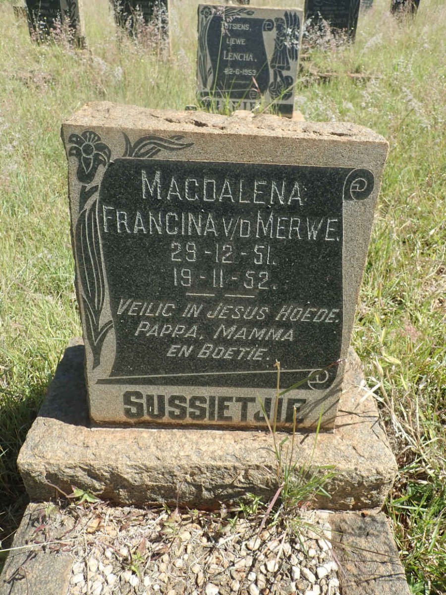 MERWE Magdalena Francina, v.d. 1951-1952