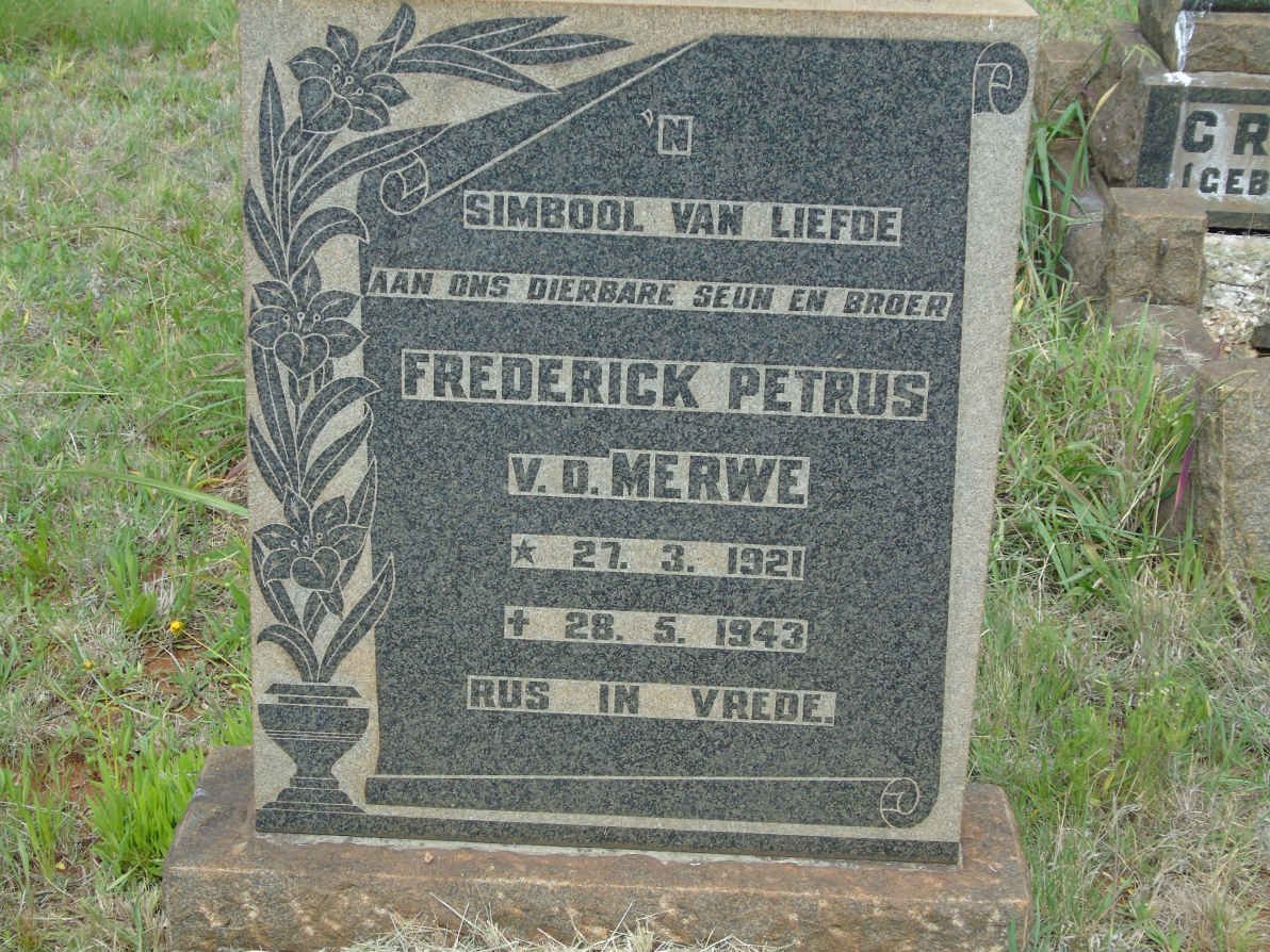 MERWE Frederick Petrus, v.d. 1921-1943
