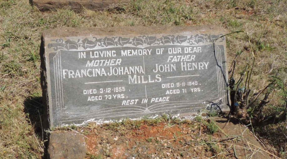 MILLS John Henry -1940 &amp; Francina Johanna -1955