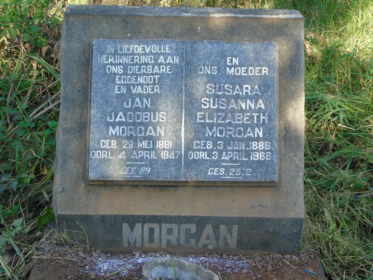 MORGAN Jan Jacobus 1881-1947 & Susara Susanna Elizabeth 1888-1966