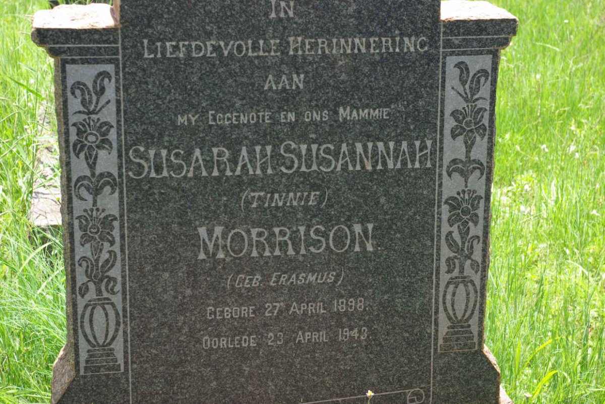 MORRISON Susarah Susanna nee ERASMUS 1898-1943