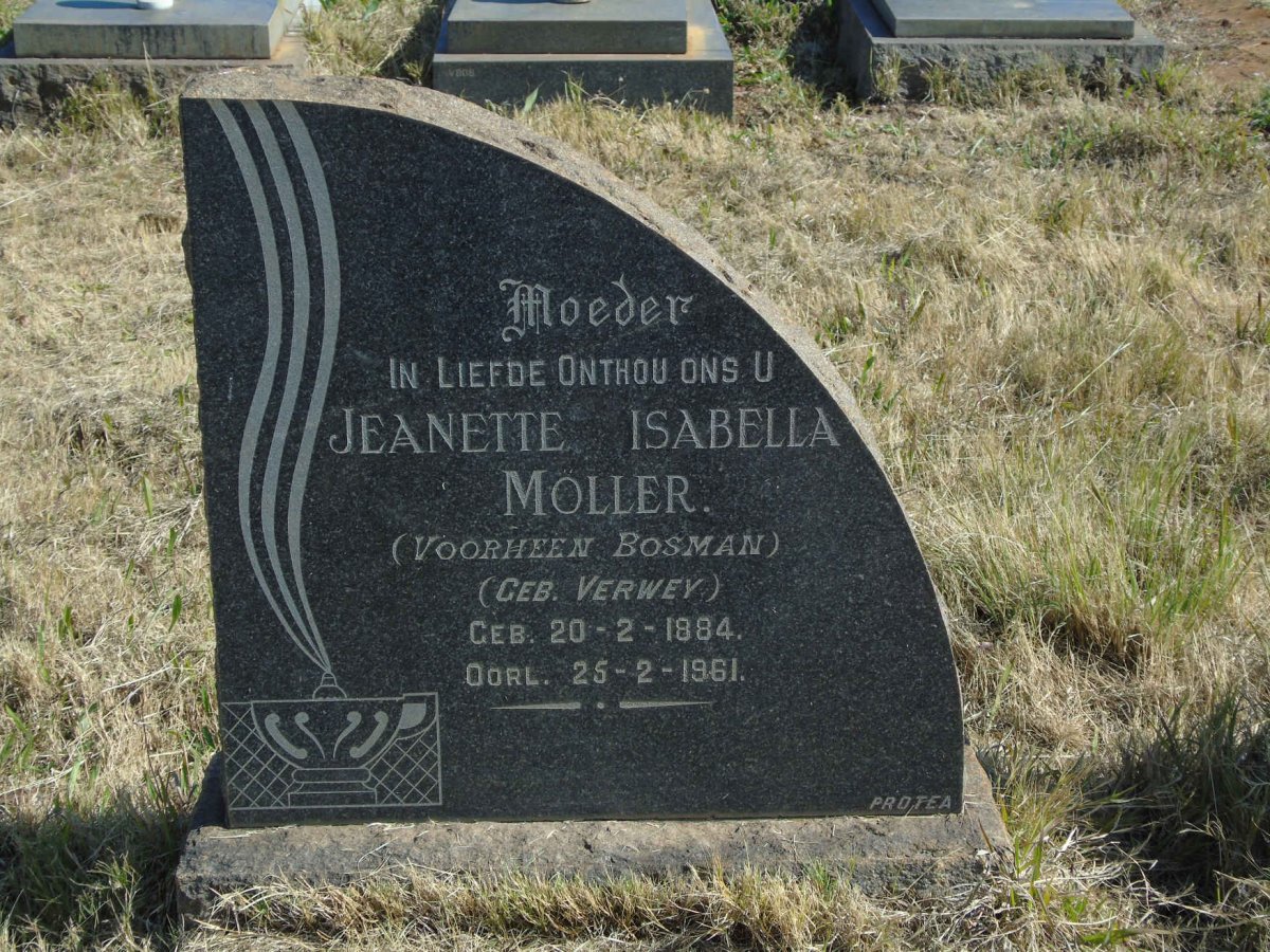 MOLLER Jeanette Isabella voorheen BOSMAN nee VERWEY 1884-1961