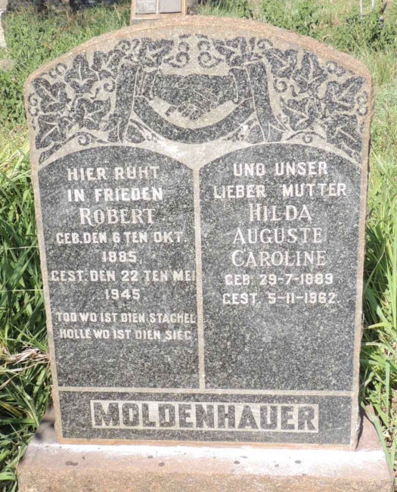 MOLDENHAUER Robert 1885-1945 &amp; Hilda Auguste Caroline 1889-1962