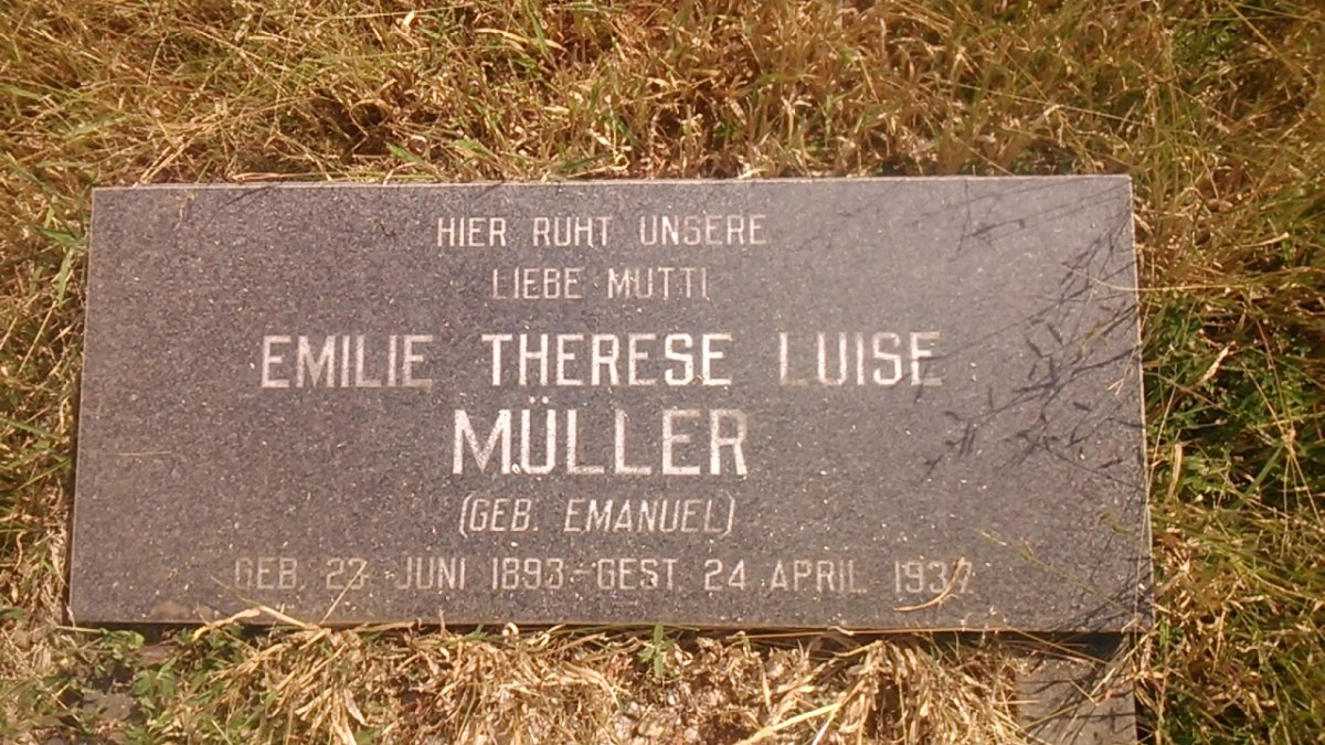 MÜLLER Emilie Therese Luise nee EMANUEL 1893-1937