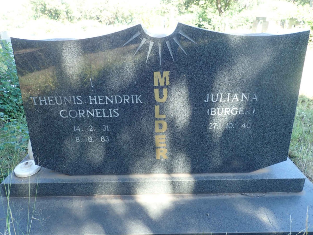 MULDER Theunis Hendrik Cornelis 1931-1983 &amp; Juliana BURGER 1940-