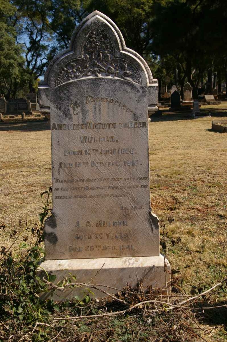 MULDER Andries Matthys De Beer 1868-1918 :: MULDER A.A. -1941