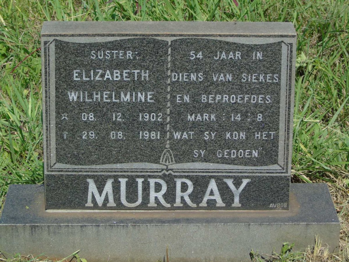 MURRAY Elizabeth Wilhelmine 1902-1981