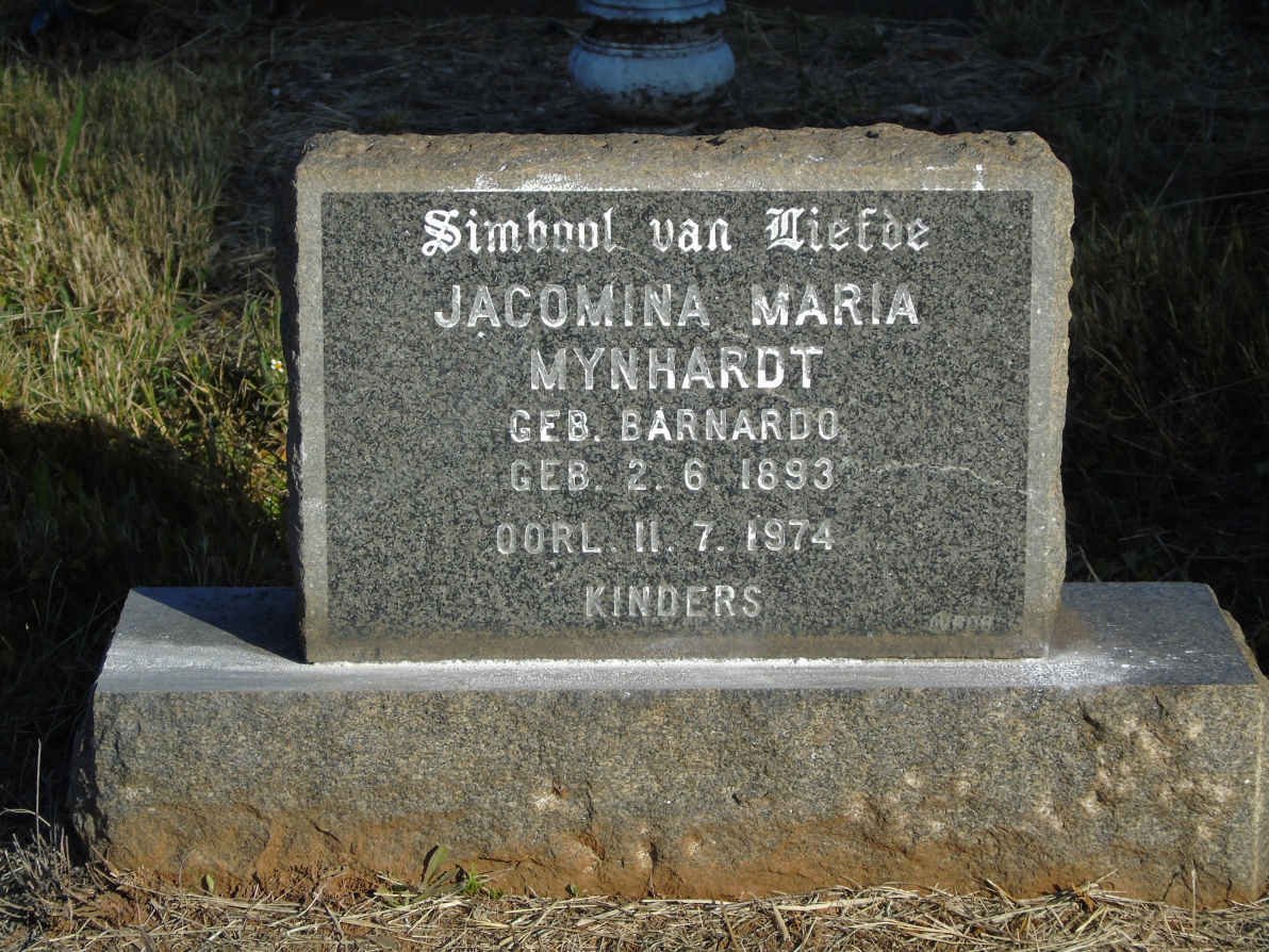 MYNHARDT Jacomina Maria nee BARNARDO 1893-1974