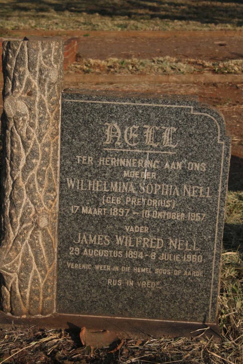 NELL James Wilfred 1894-1960 & Wilhelmina Sophia PRETORIUS 1897-1957
